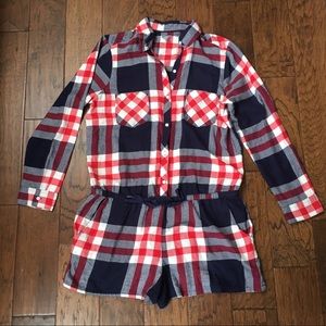 NWOT Aerie - Plaid Flannel Romper - XL